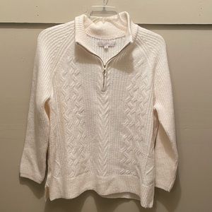 NWT! LOFT cream sweater. Half zip with collar. Size Large.